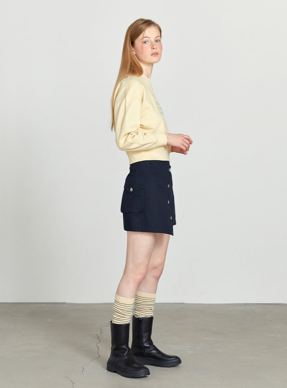 Marithe Francois Girbaud • W Classic Logo Crop Sweatshirt (Light Yellow)