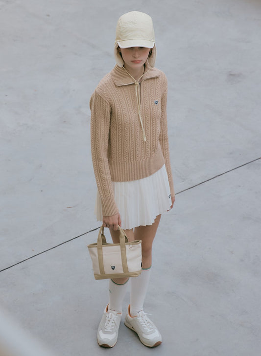 Marithe Francois Girbaud • Movement W Half Zipup Cable Knit (Beige)