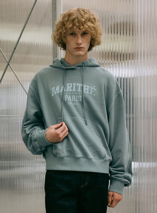 Marithe Francois Girbaud • Overdyed Vintage Arch Logo Hoodie (Ash Blue)