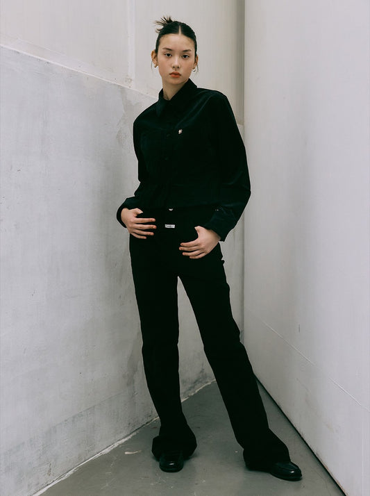 Marithe Francois Girbaud • W Slim Fit Velvet Corduroy Shirt (Black)