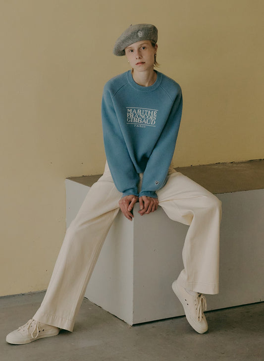 Marithe Francois Girbaud • Mouvement W Classic Logo Crop Knit Pullover (Light Blue)