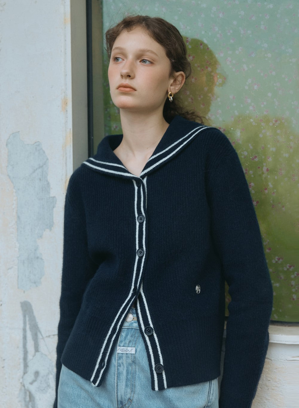 Marithe Francois Girbaud • W Circle Logo Sailor Knit Cardigan (Navy)