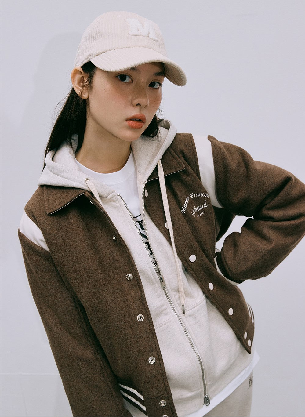 Marithe Francois Girbaud • Wool Blended Varsity Jacket (Brown)