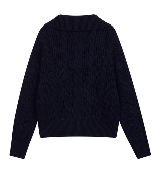 Marithe Francois Girbaud •  W Cable Half Zipup Pullover Knit (Navy)