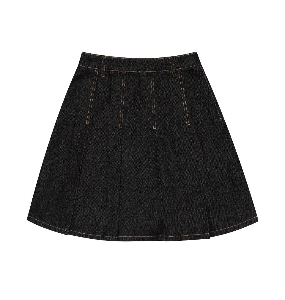 Marithe Francois Girbaud • W Denim Pleats Skirt (Black)