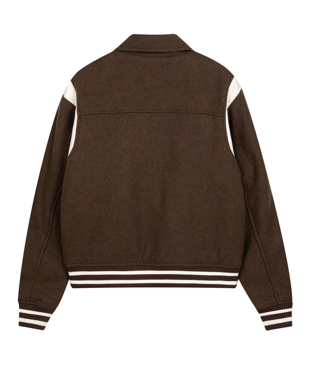 Marithe Francois Girbaud • Wool Blended Varsity Jacket (Brown)