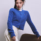 Marithe Francois Girbaud • W Circle Logo Mohair Crop Cardigan (Blue)