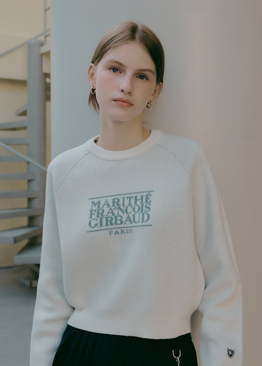 Marithe Francois Girbaud • Mouvement W Classic Logo Crop Knit Pullover (White)