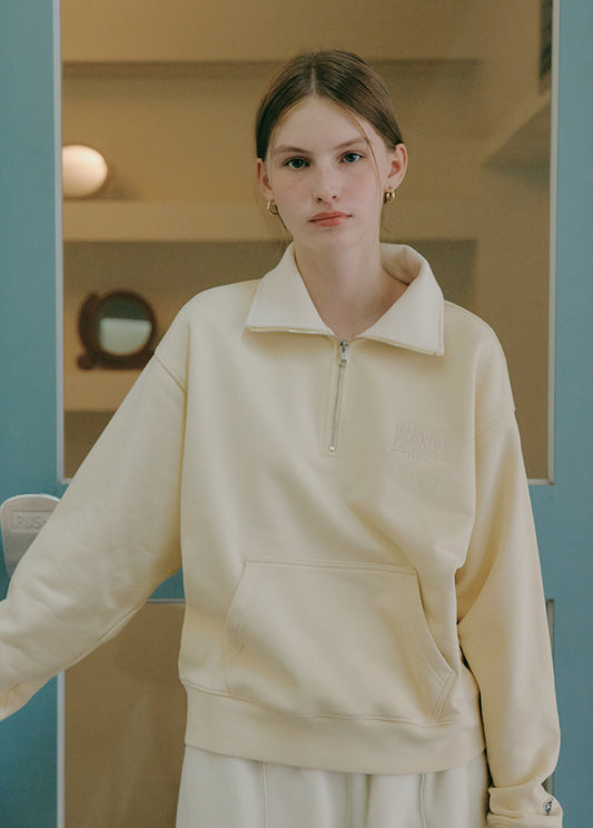 Marithe Francois Girbaud • Mouvement Classic Logo Half Zipup Sweatshirt (Light Yellow)