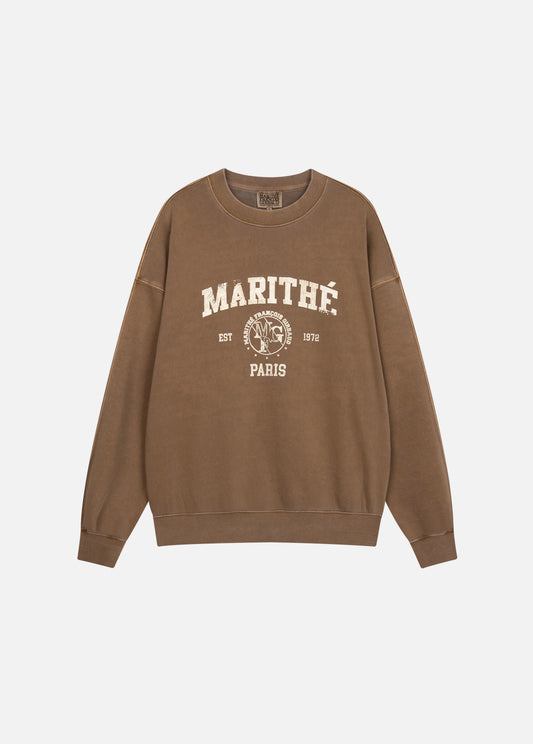 Marithe Francois Girbaud • Overdyed Vintage College Logo Sweatshirt (Brown)