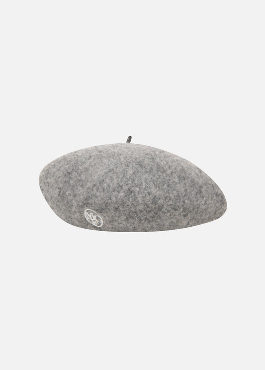 Marithe Francois Girbaud • Circle Logo Embroidery Wool Beret (Light Heather Gray)