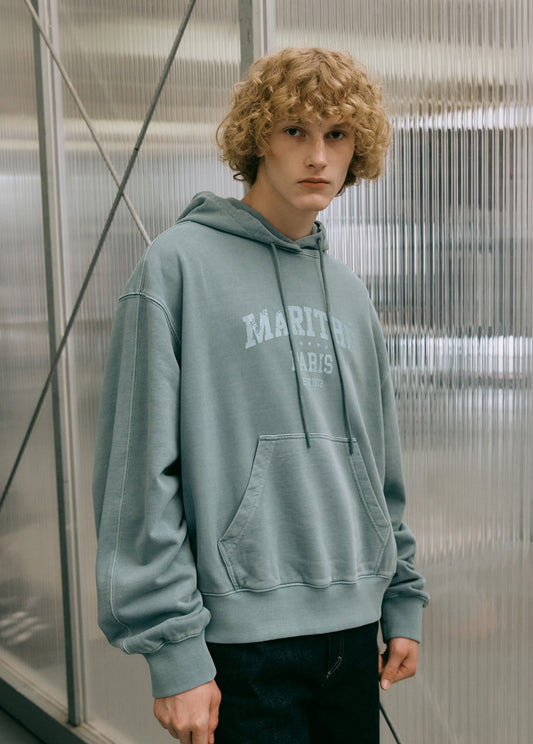 Marithe Francois Girbaud • Overdyed Vintage Arch Logo Hoodie (Ash Blue)